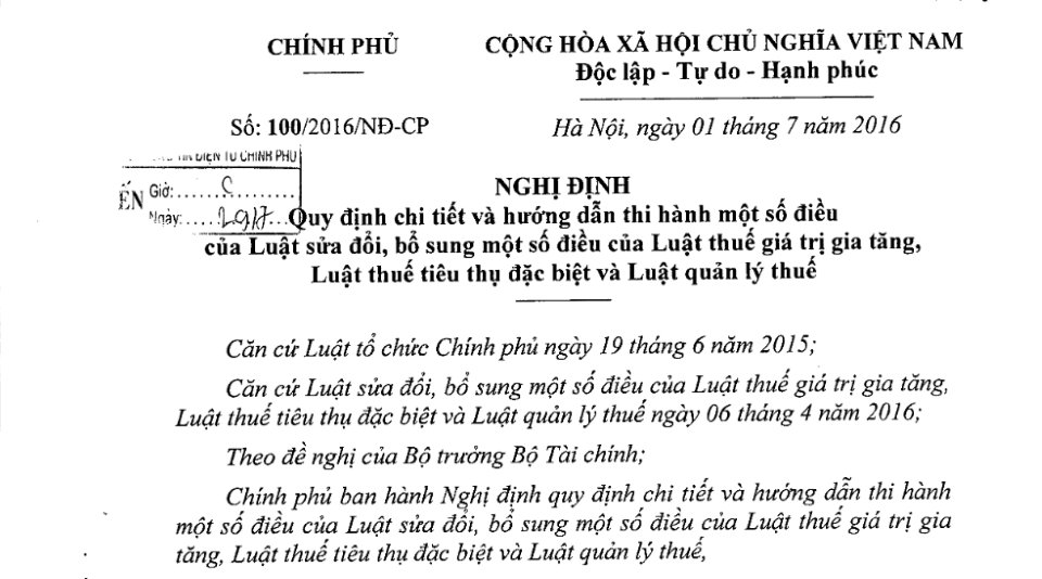 sửa đổi quy định về thuế