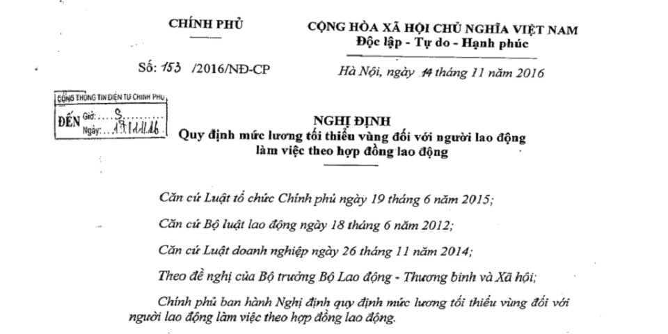 Lương tối thiểu vùng 2017