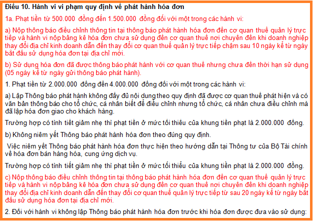 Một phần ảnh chụp của văn bản hợp nhất Thông tư xử phạt về hóa đơn