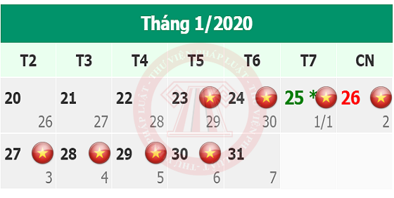 Lịch nghỉ tết 2020