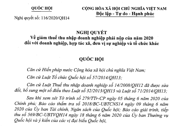 giảm thuế thu nhập doanh nghiệp 2020